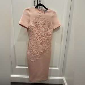 ASOS Blush Pink Floral Midi Scuba Dress